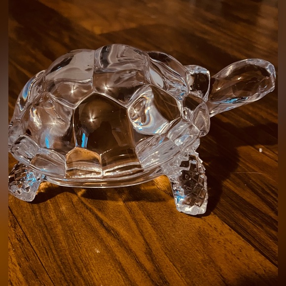 Clear Lead Crystal Craved Vintage Turtle 8X6.5 - Picture 3 of 7